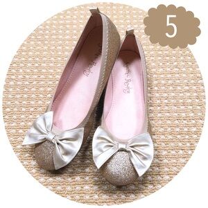 Cynthia Rowley Girls Glittery Gold Ballet Flats Size 5